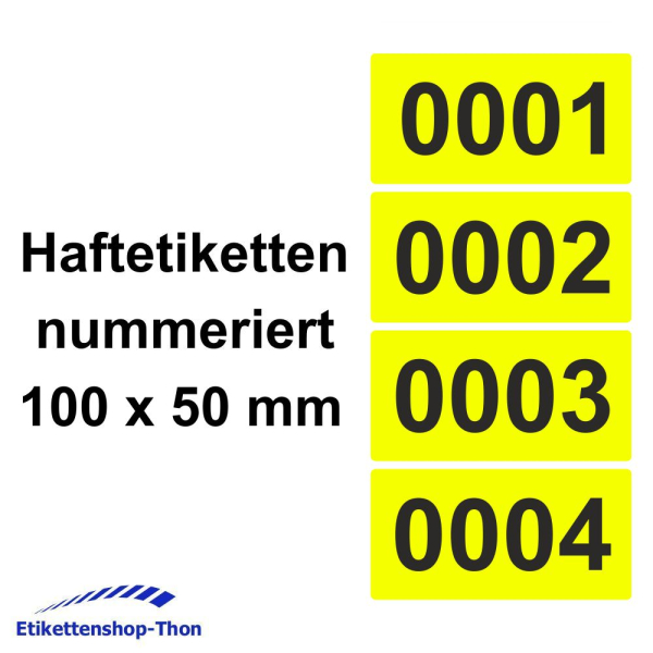 Haftetiketten - nummeriert - 100 x 50 mm - Leuchtgelb